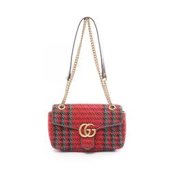 Gucci GG Marmont Quilted Small Shoulder Bag Wool Jacquard Women's Red Brown Multicolor 443497