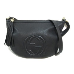 GUCCI Interlocking G Shoulder Bag Leather Women's Black 308361