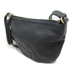 GUCCI Interlocking G Shoulder Bag Leather Women's Black 308361