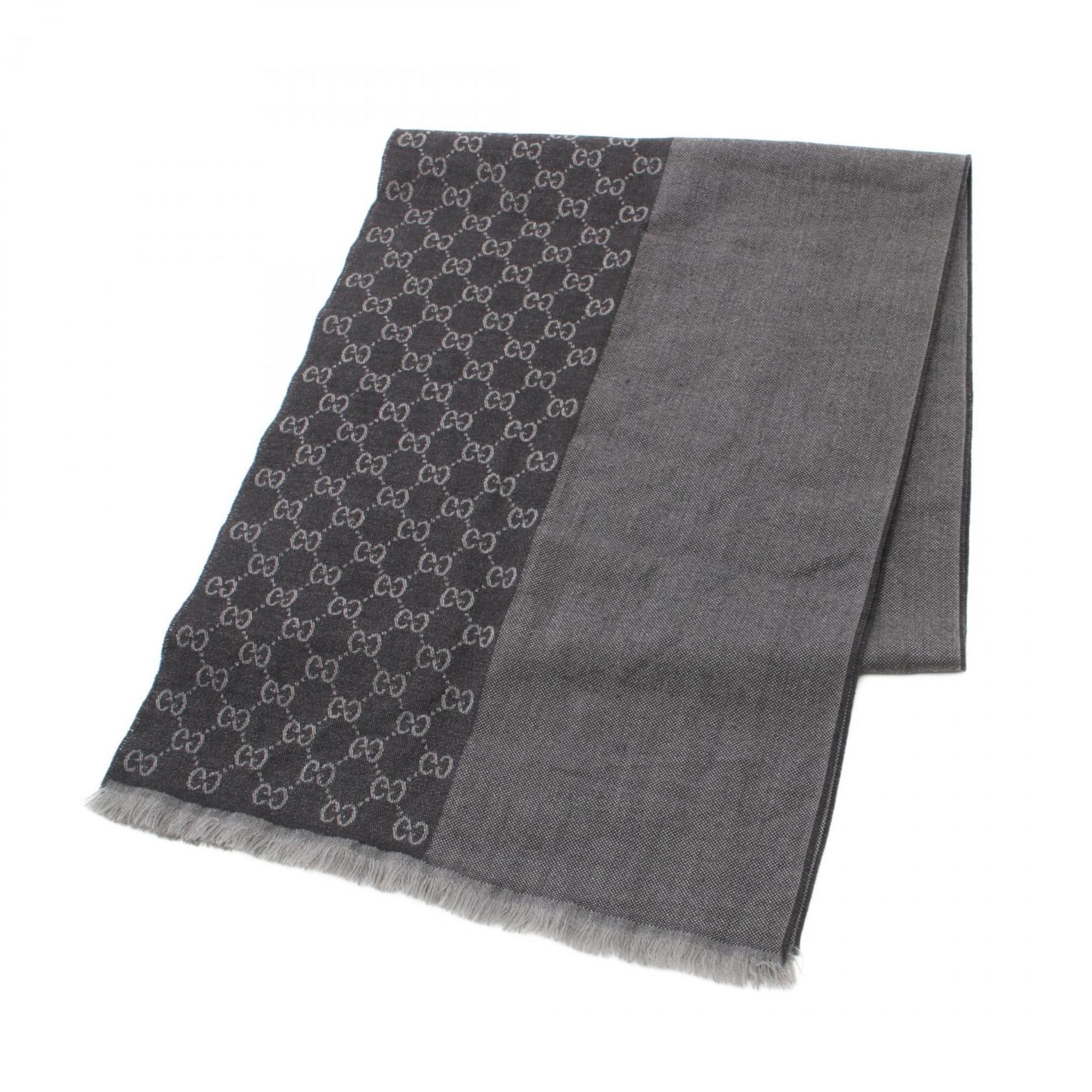 GUCCI GG pattern scarf, clothing, wool, women's, grey