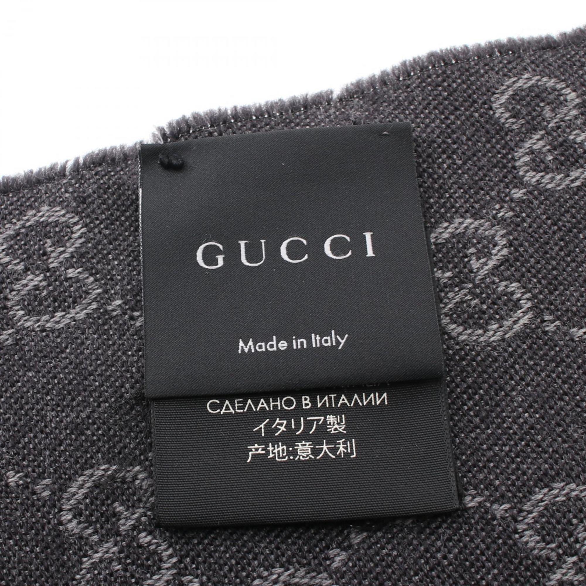 GUCCI GG pattern scarf, clothing, wool, women's, grey