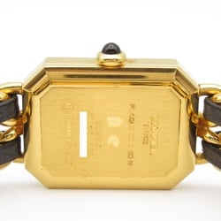 CHANEL Premiere XL Watch GP (Gold Plated) Leather Strap Women's Black H0001