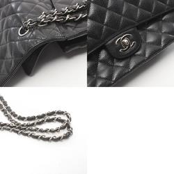 CHANEL Matelasse W-Flap Shoulder Bag Caviar Skin (Grained Calf) Women's Black A01112