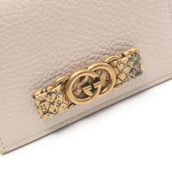 GUCCI Interlocking G Bi-fold Wallet Leather Exotic Women's Beige 746059