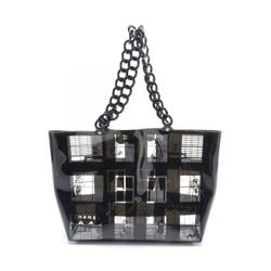 CHANEL Windows Line Tote Bag, Coated Canvas, Women's, Clear, Black