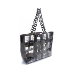 CHANEL Windows Line Tote Bag, Coated Canvas, Women's, Clear, Black