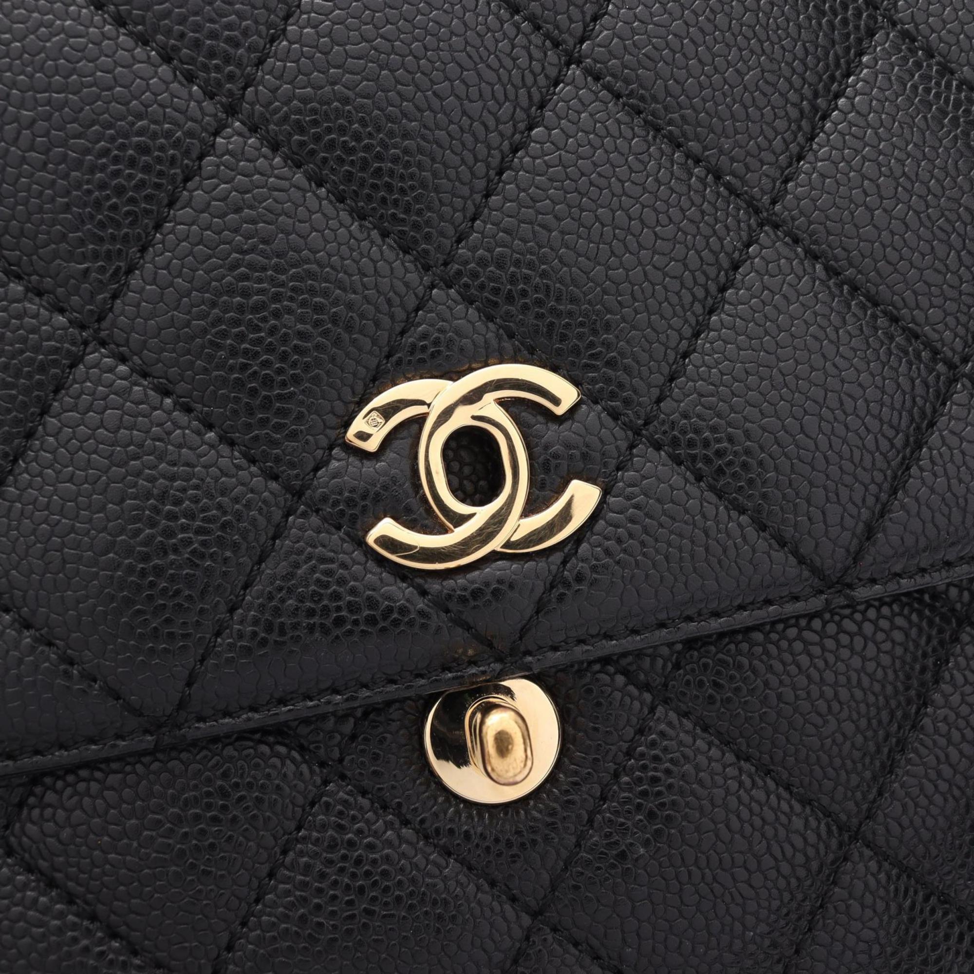 CHANEL Matelasse Handbag Bag Caviar Skin (Grained Calf) Women's Black A12397