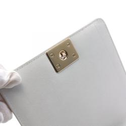 CHANEL Boy Chanel Matelasse Shoulder Bag Leather Women's White