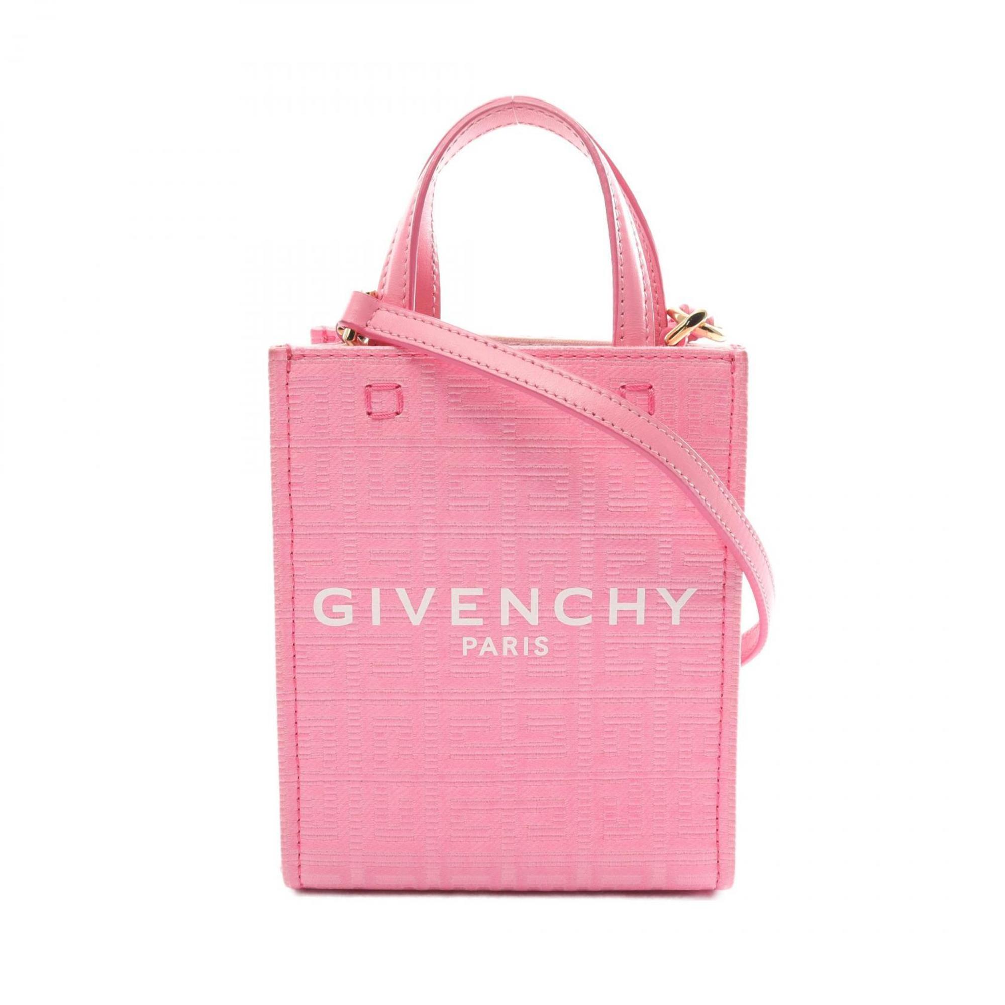 Givenchy G Tote Vertical Handbag Bag Coated Canvas Leather Women's Pink BB50R9B1GT