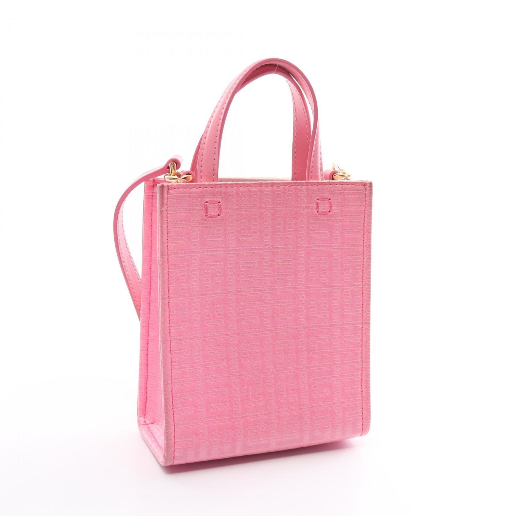 Givenchy G Tote Vertical Handbag Bag Coated Canvas Leather Women's Pink BB50R9B1GT