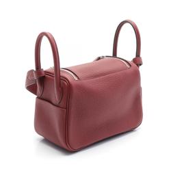 Hermes Lindy Rouge H Shoulder Bag Taurillon Clemence Women's Bordeaux