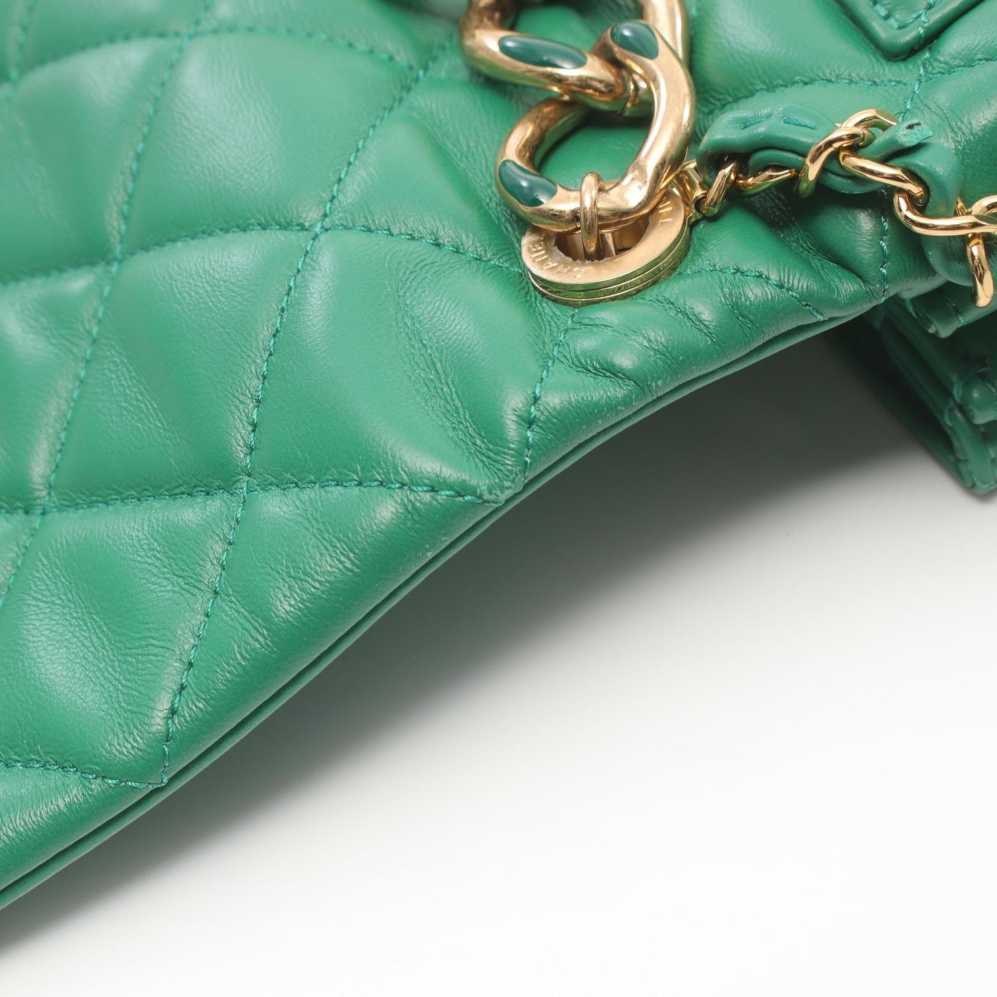 CHANEL Matelasse Shoulder Bag, Lambskin, Women's, Green