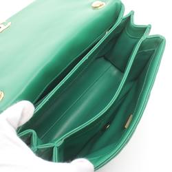 CHANEL Matelasse Shoulder Bag, Lambskin, Women's, Green