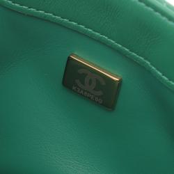 CHANEL Matelasse Shoulder Bag, Lambskin, Women's, Green