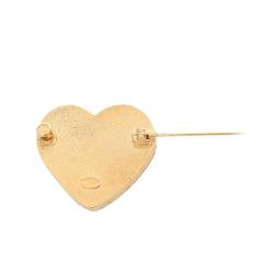 CHANEL Coco Mark Heart Brooch GP (Gold Plated) Women's Navy Gold