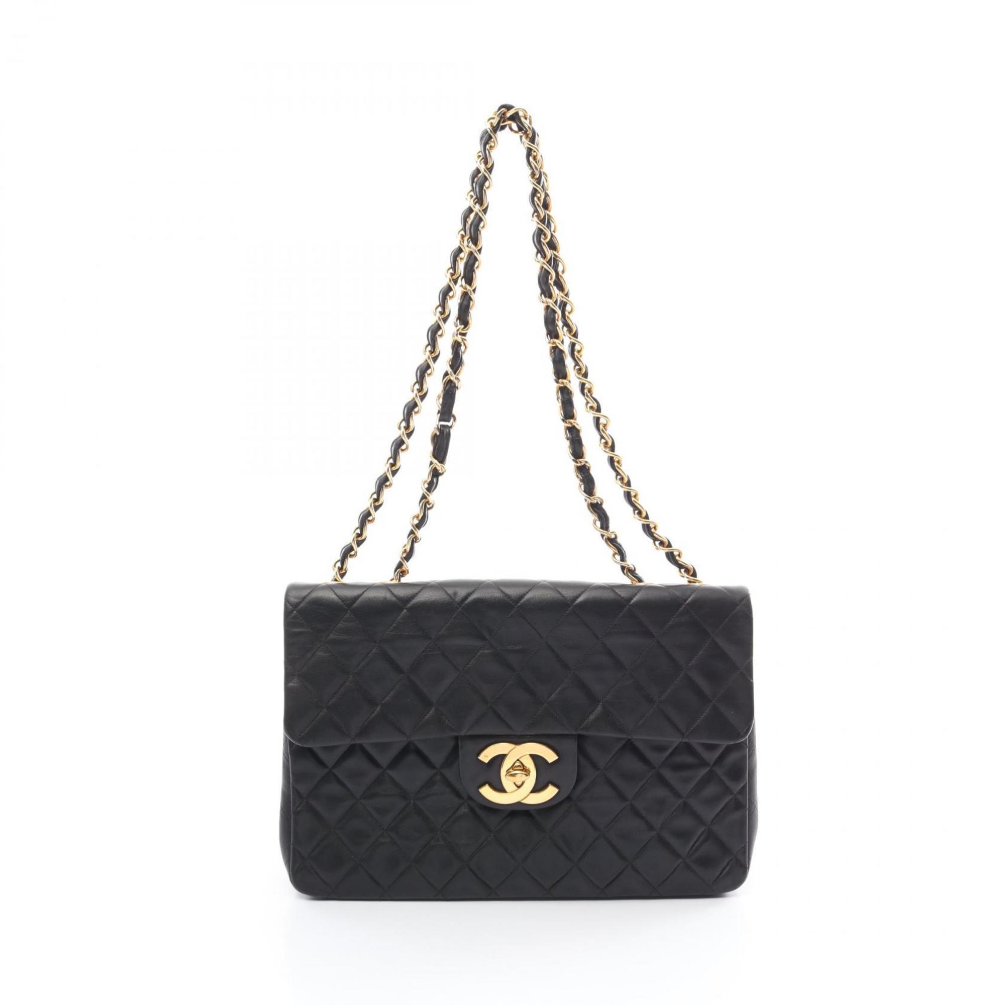 CHANEL Deca Matelasse 34 Shoulder Bag, Lambskin (Sheepskin), Women's, Black, A01094