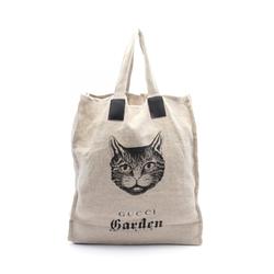 Gucci GUCCI GARDEN Garden Tote Bag Fabric Leather Women's Beige Black