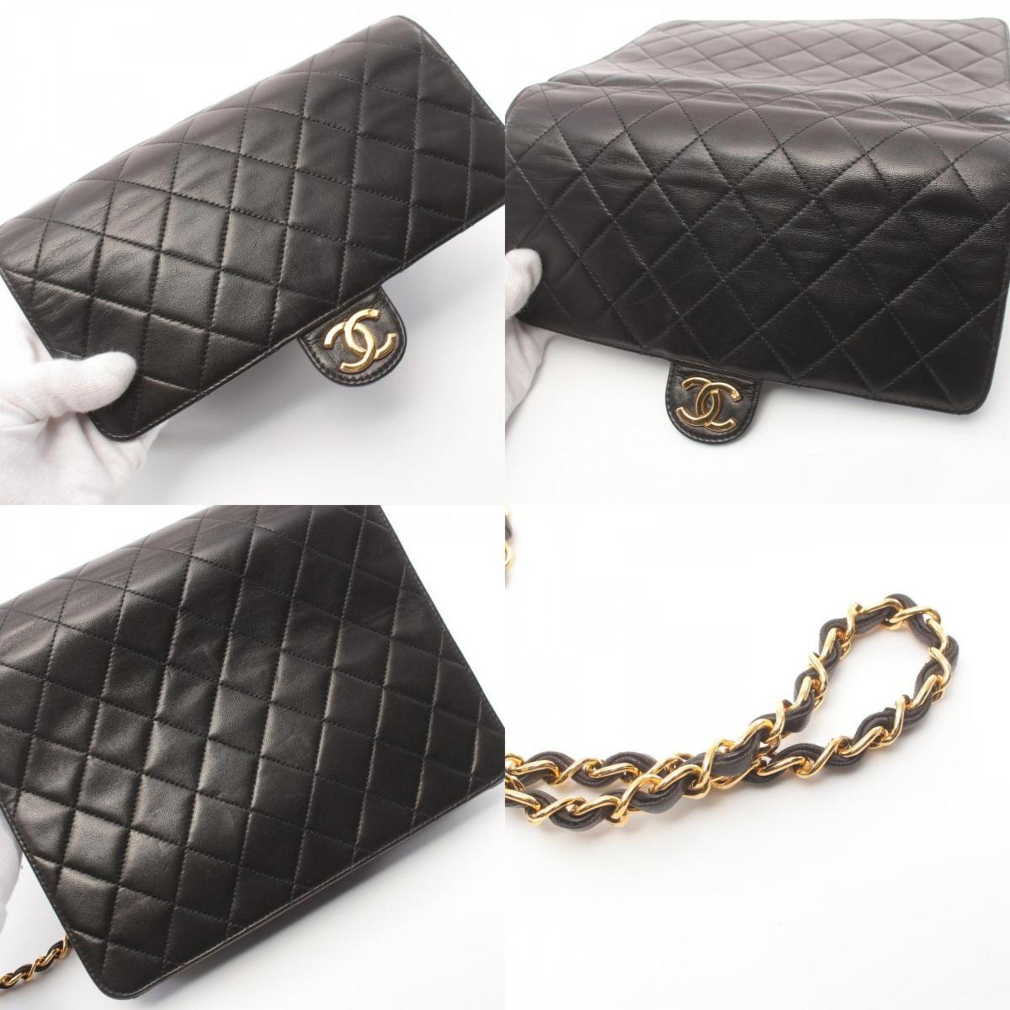 CHANEL Matelasse Shoulder Bag, Lambskin, Women's, Black