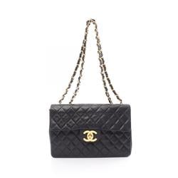 CHANEL Deca Matelasse 34 Shoulder Bag, Lambskin (Sheepskin), Women's, Black, A01094