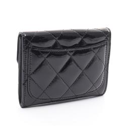 CHANEL Matelasse Wallet/Coin Case, Patent Leather, Women's, Black, A31504