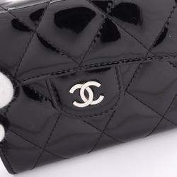 CHANEL Matelasse Wallet/Coin Case, Patent Leather, Women's, Black, A31504