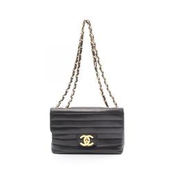 CHANEL Mademoiselle Deca Coco Mark Shoulder Bag, Lambskin (Sheepskin), Women's, Black