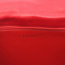 CHANEL Coco Mark Diamond Stitch Shoulder Bag Lambskin Women's Red