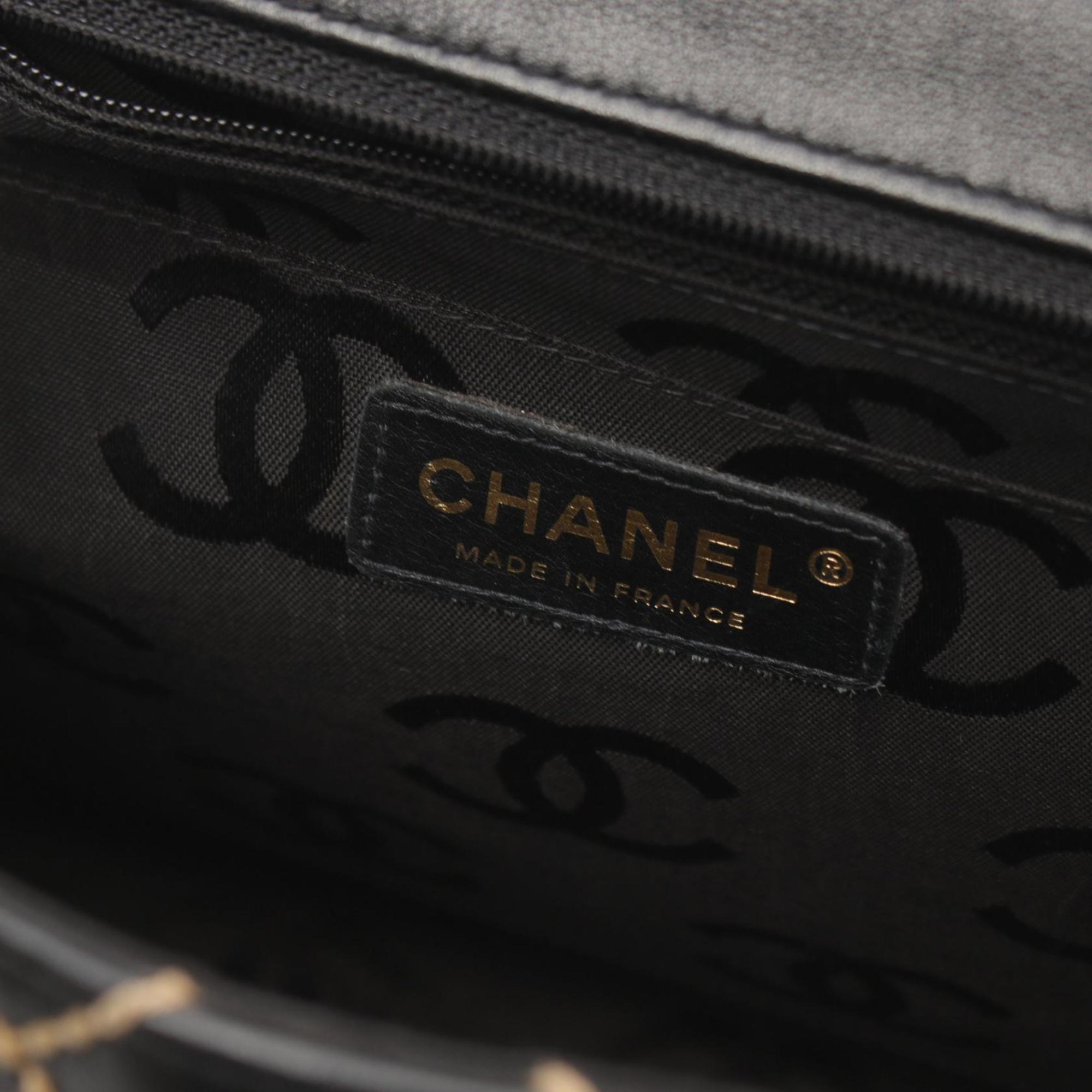 CHANEL Wild Stitch Handbag Bag Leather Women's Black