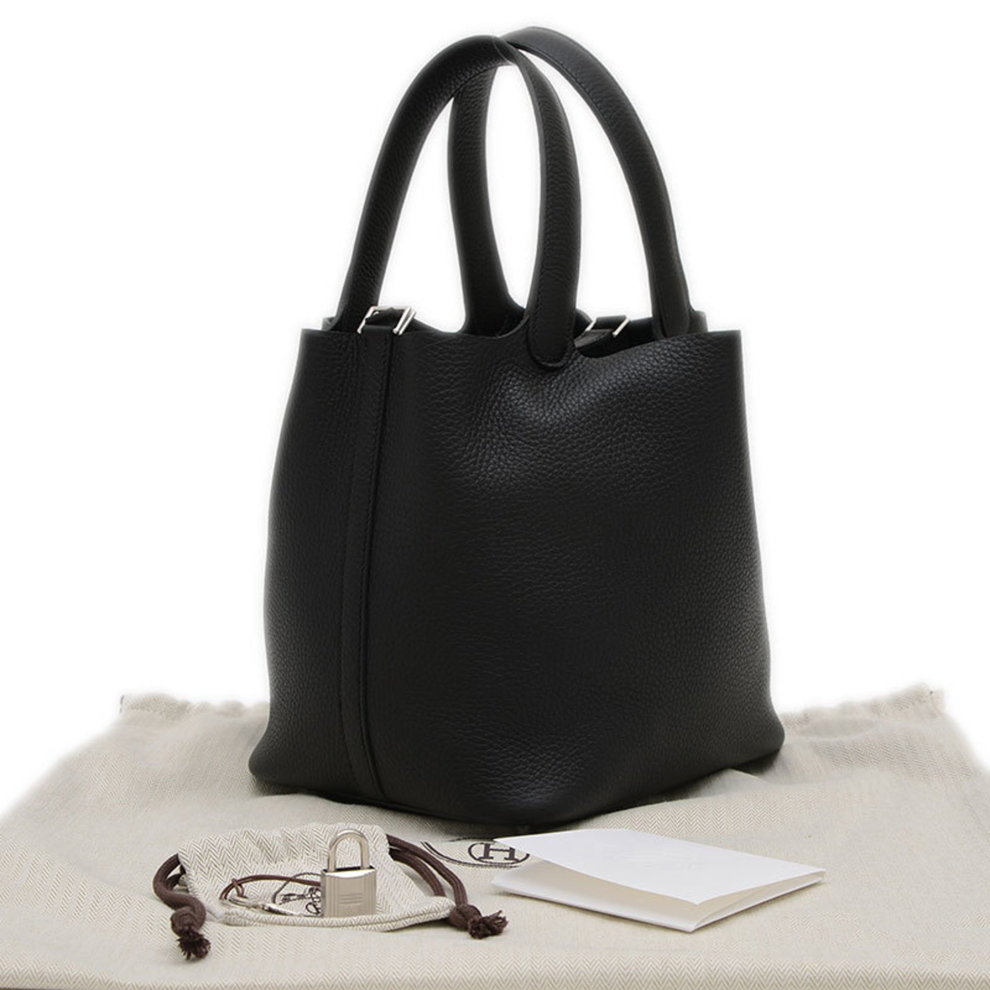 Hermes Picotin Lock MM 22 Taurillon Handbag Black W Stamp