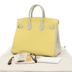 Hermes Birkin 25 Personal Togo Handbag Jaune Poussin Gripere B Engraved