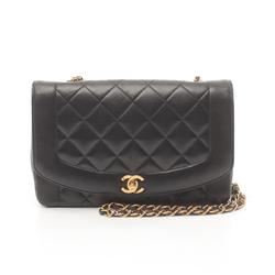 CHANEL Matelasse Diana Flap Shoulder Bag, Lambskin, Women's, Black, A01165