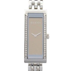 Gucci G Frame Diamond Watch Stainless Steel Ladies Brown YA127508