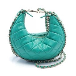 CHANEL Matelasse Shoulder Bag Leather Women's Green