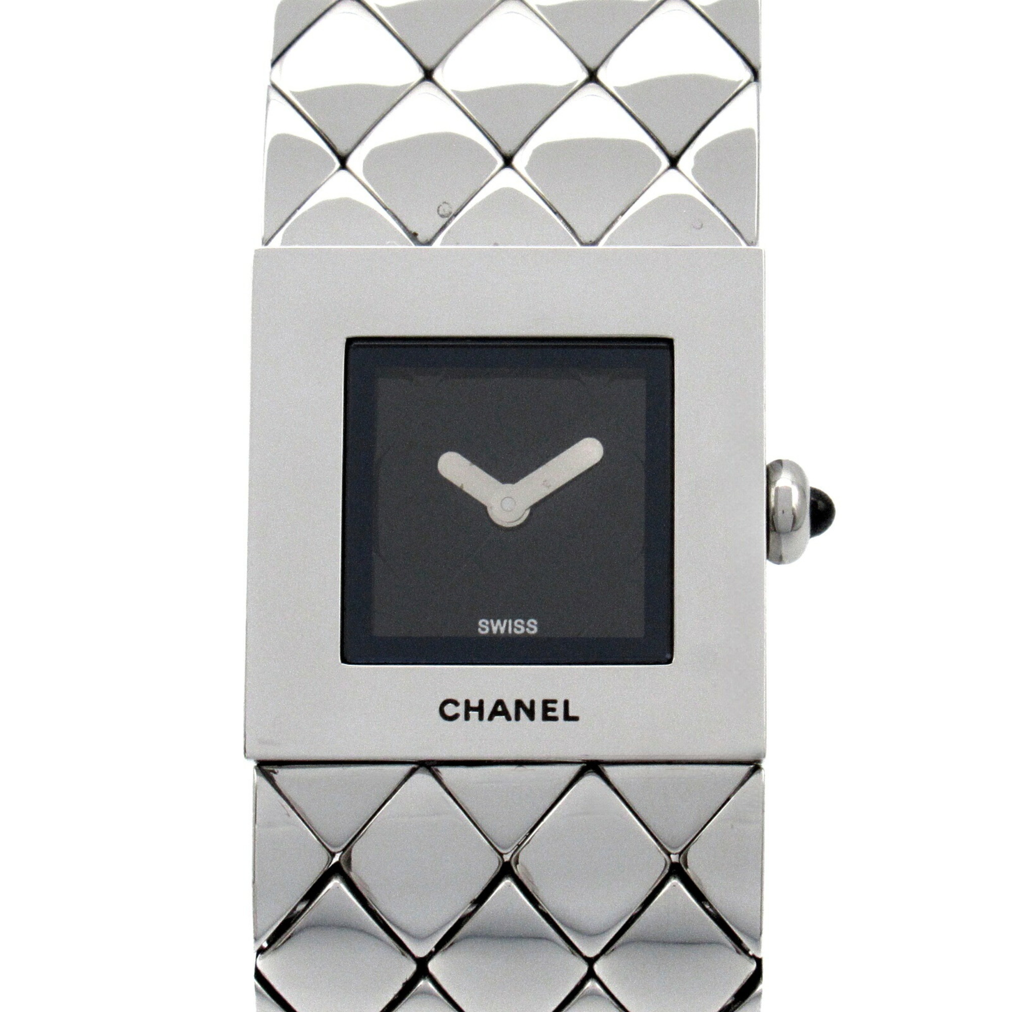 CHANEL Matelasse Watch Stainless Steel Ladies Black H0009