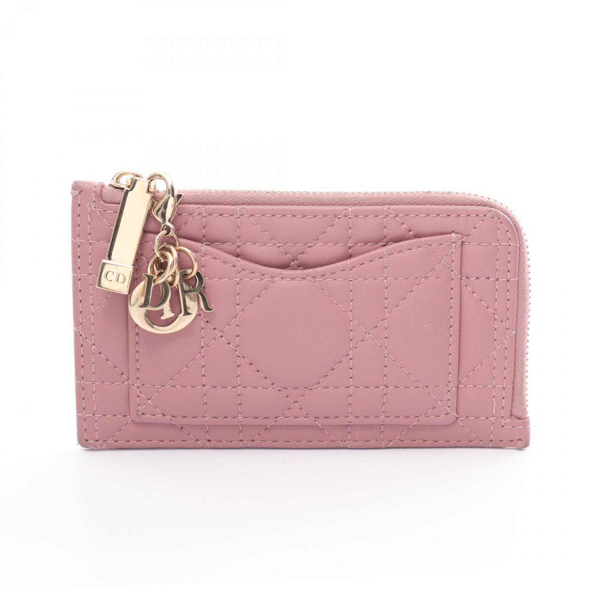 Christian Dior LADY DIOR Lady Cannage Cosmos Wallet/Coin Case Wallet Leather Women's Pink S0965ONMJ