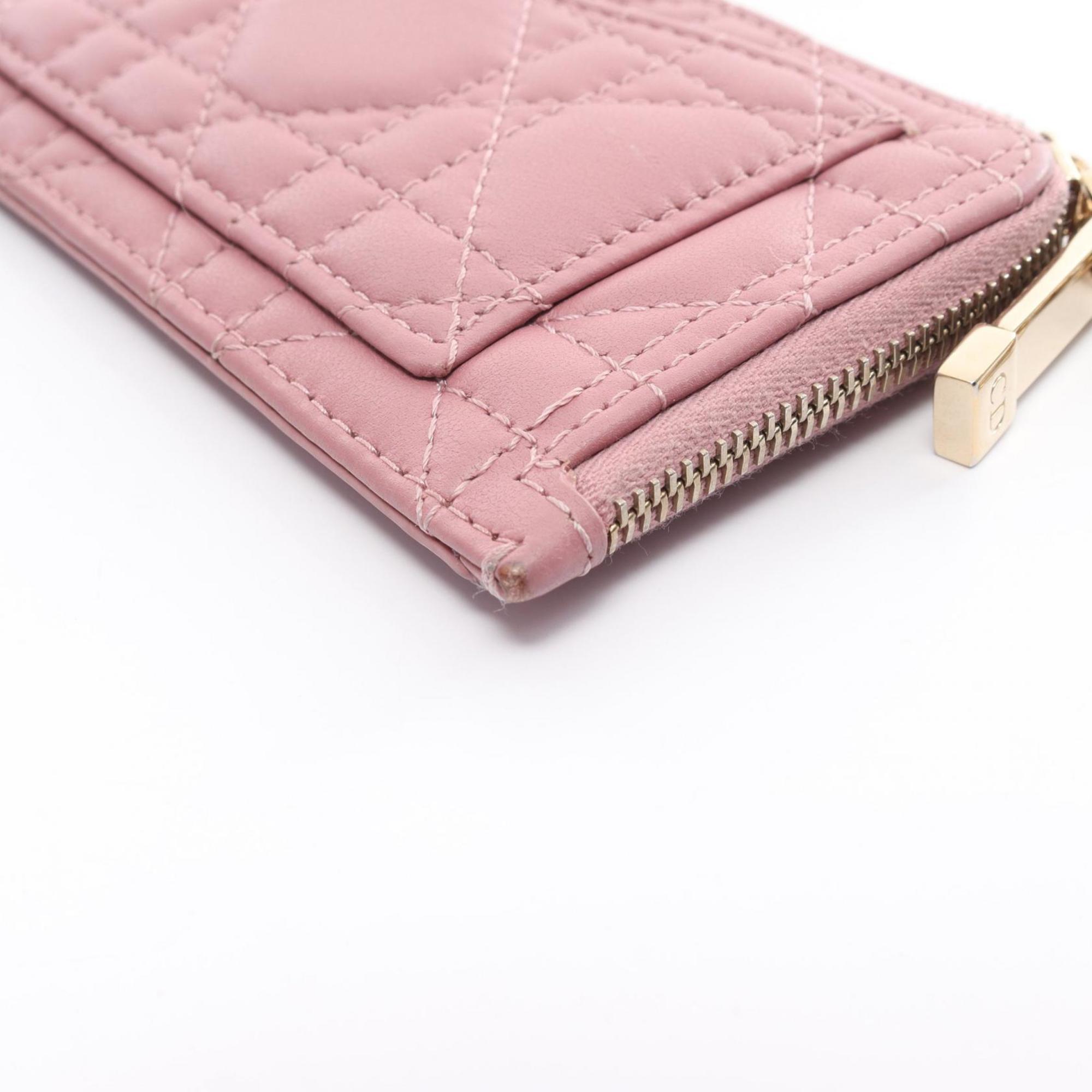 Christian Dior LADY DIOR Lady Cannage Cosmos Wallet/Coin Case Wallet Leather Women's Pink S0965ONMJ