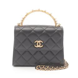 CHANEL Matelasse Shoulder Bag, Lambskin, Women's, Black, AP2945