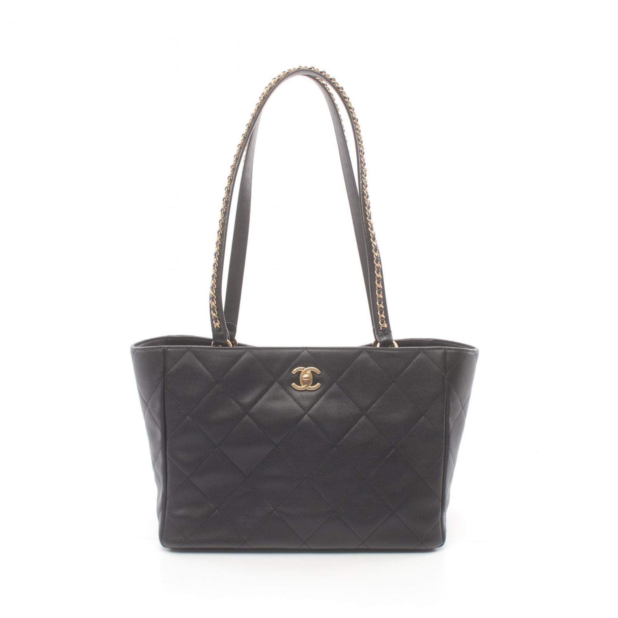 CHANEL Matelasse Tote Bag Leather Women's Black AS3537