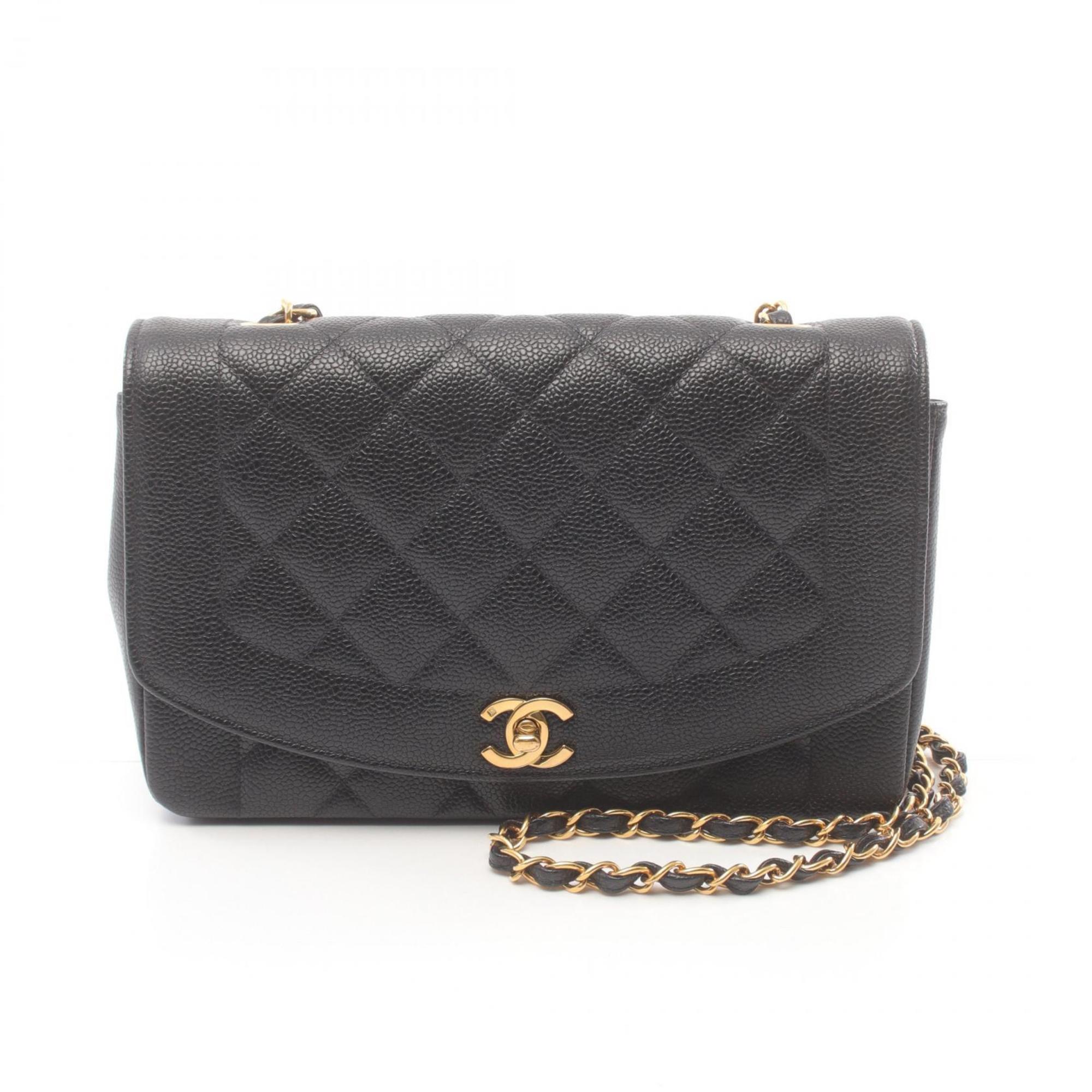 CHANEL Matelasse Diana Flap Shoulder Bag Caviar Skin (Grained Calf) Women's Black A01165