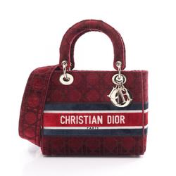 Christian Dior LADY D-LITE Medium Handbag Bag Fabric Women's Bordeaux Multicolor