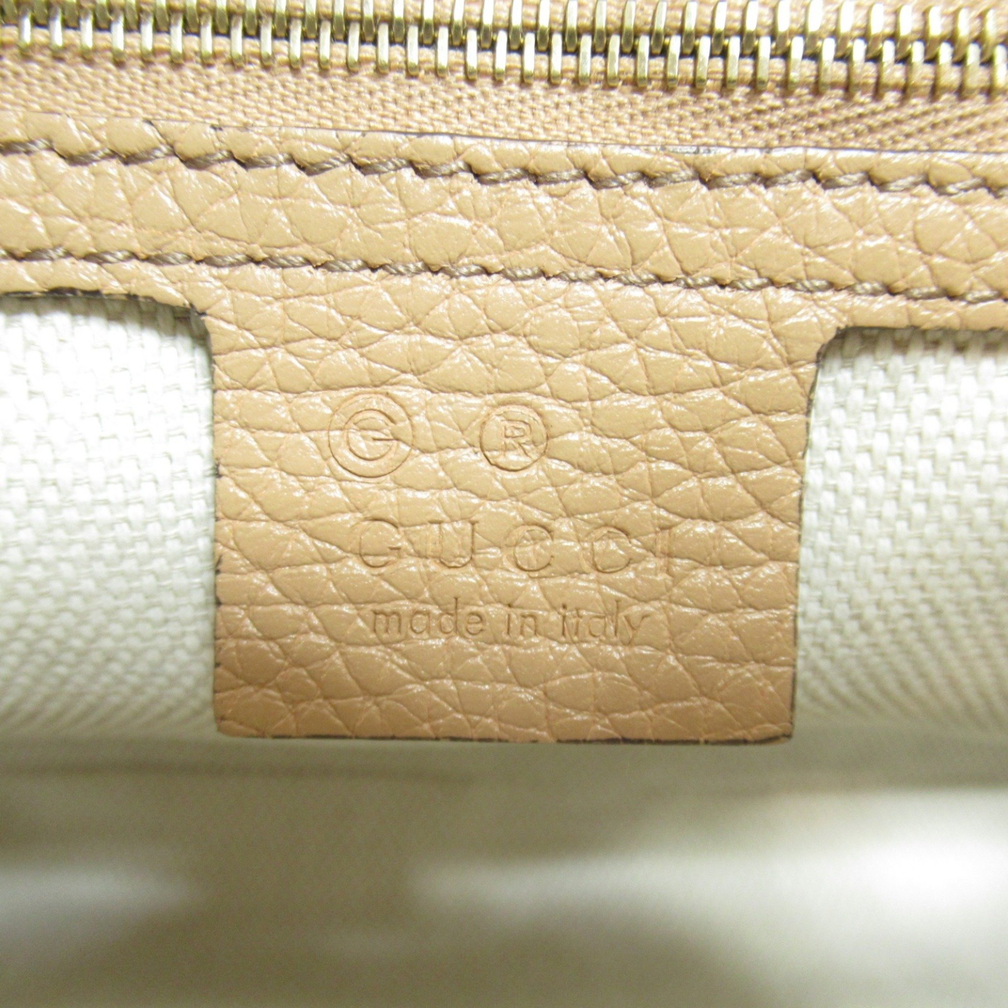 GUCCI Interlocking G Chain Shoulder Bag Leather Women's Beige 536224