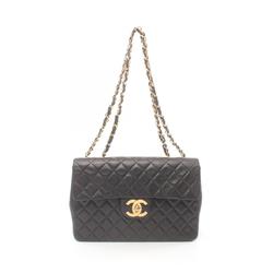 CHANEL Deca Matelasse 34 Shoulder Bag, Lambskin (Sheepskin), Women's, Black, A01094