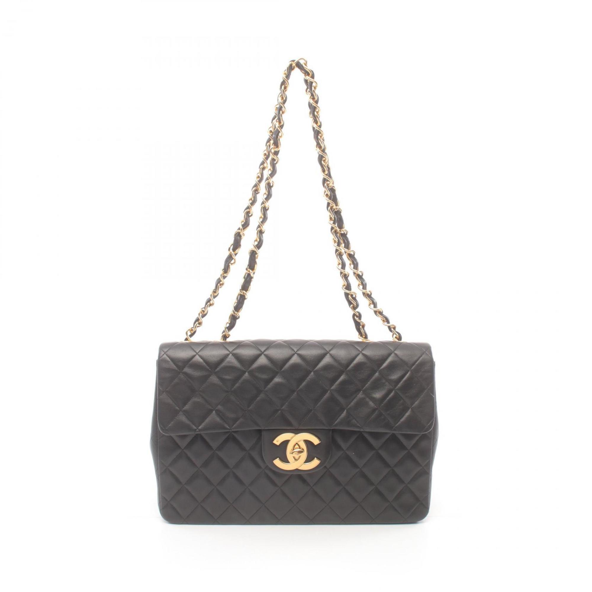 CHANEL Deca Matelasse 34 Shoulder Bag, Lambskin (Sheepskin), Women's, Black, A01094