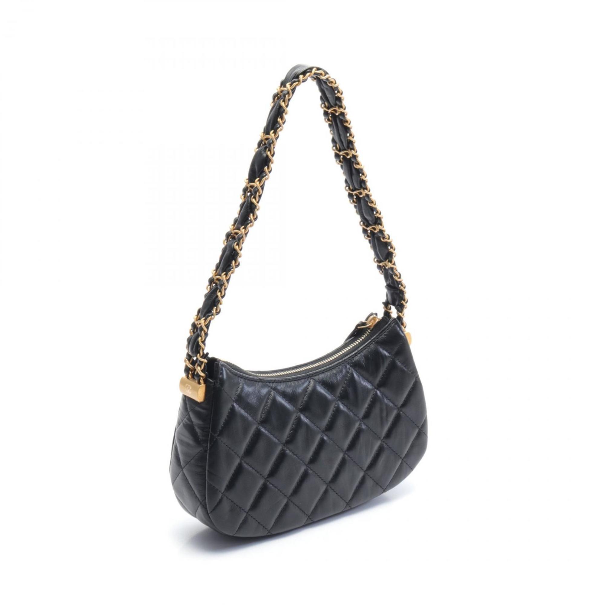 CHANEL 19 Disneuf Matelasse Hobo Bag Handbag Lambskin (Sheepskin) Women's Black AP3647