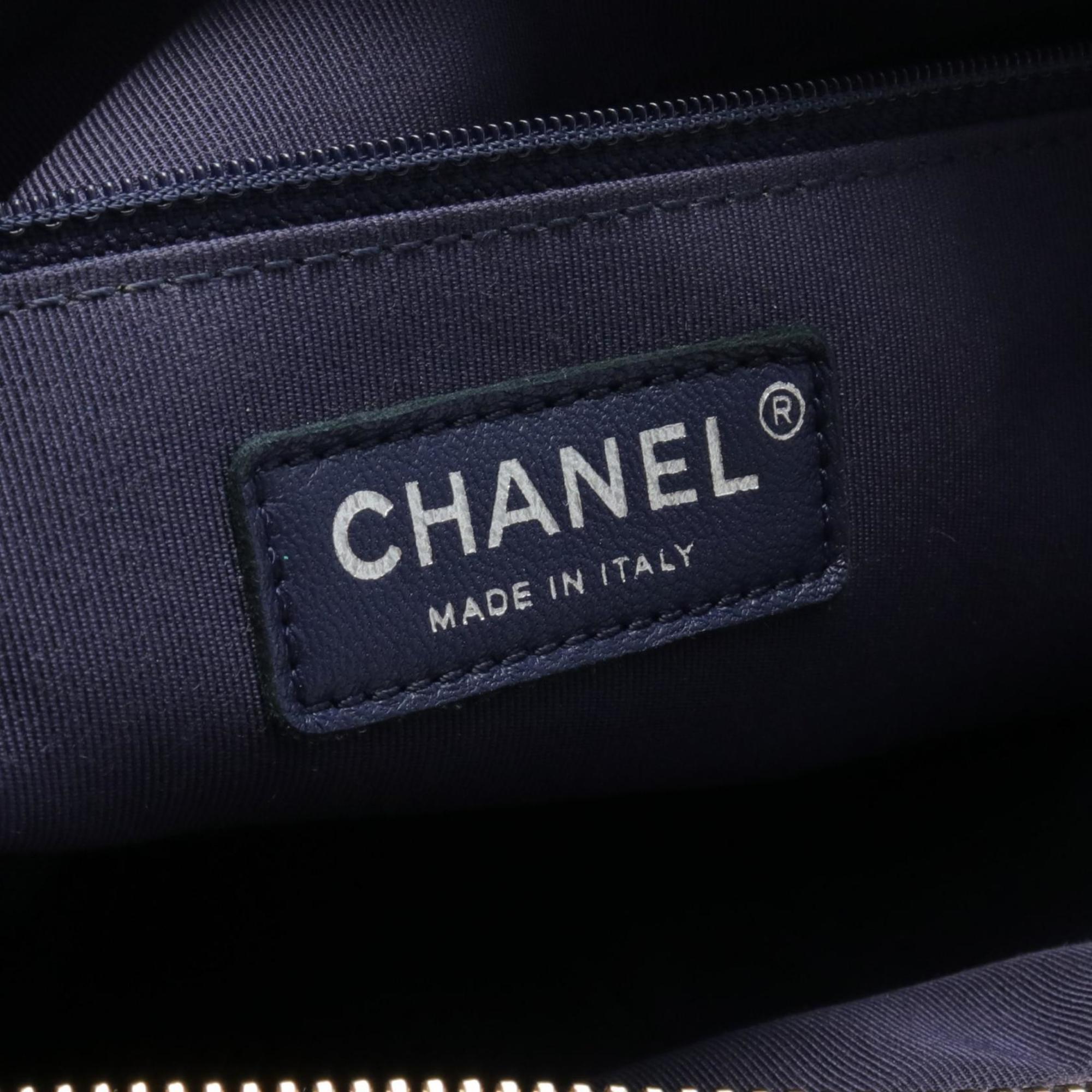 CHANEL Gabrielle de Chanel Large Hobo Shoulder Bag, Coated Canvas, Fabric, Leather, Women's, Navy, White, Multicolor, A93824