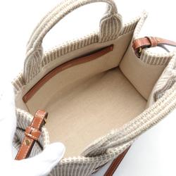 CELINE SMALL CABAS Small Cabas Thais Tote Bag Canvas Leather Women's Beige Ivory Brown 199162FEE