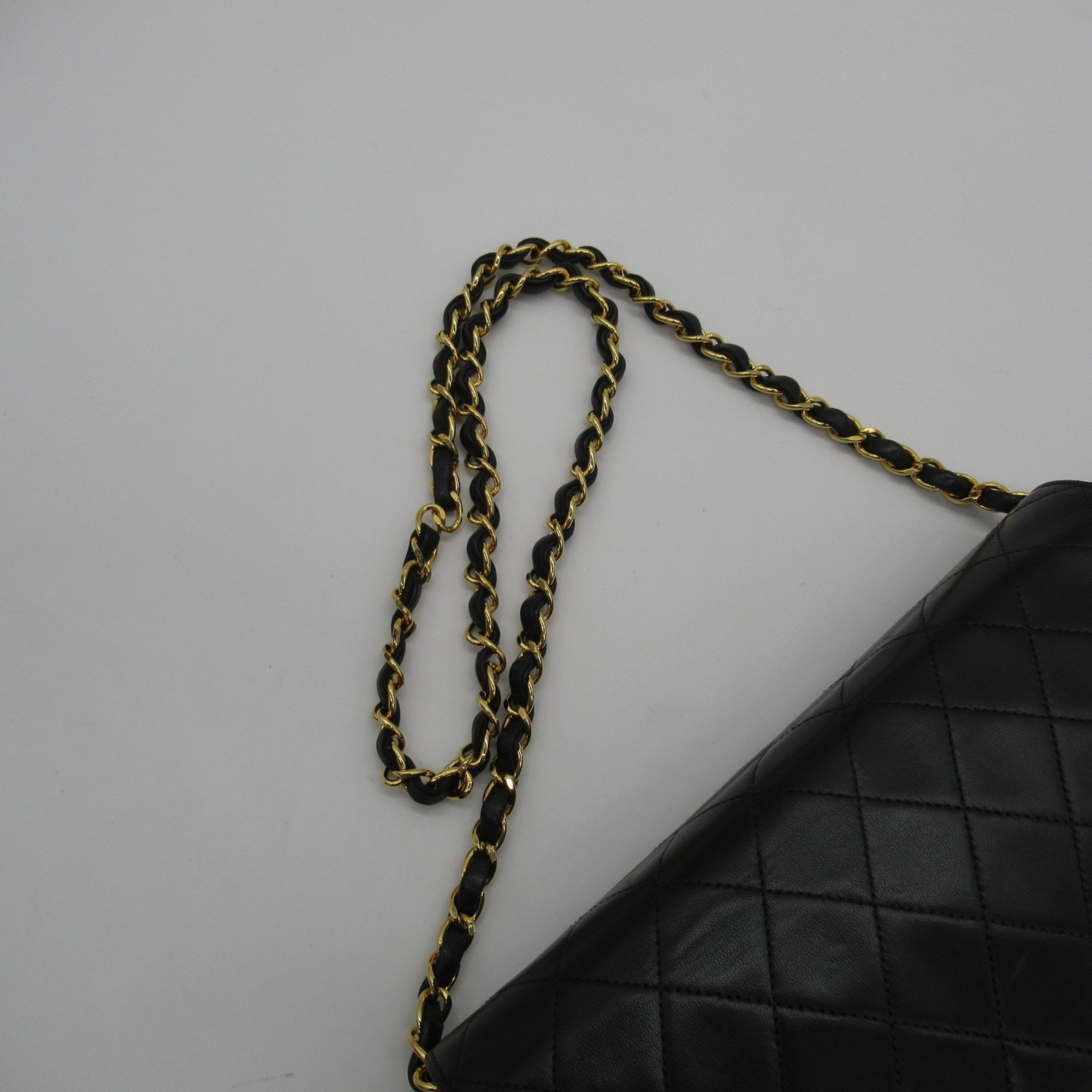 CHANEL Matelasse Single Flap Chain Shoulder Bag, Lambskin, Women's, Black