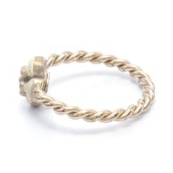 CHANEL Camellia Ring GP (Gold Plated) Women's Gold White A85074