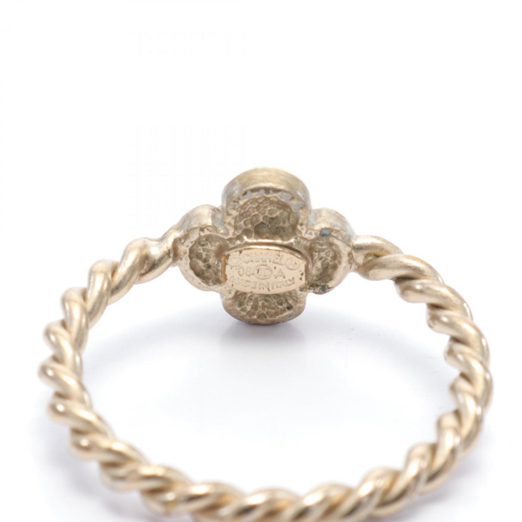 CHANEL Camellia Ring GP (Gold Plated) Women's Gold White A85074