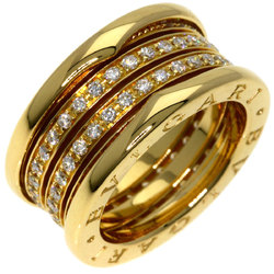 BVLGARI B-zero1 3-band full diamond #50 ring, K18 yellow gold, for women,